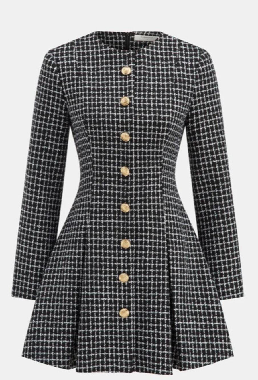 Commense Plaid Metal Button A-Line Mini Dress Size Small